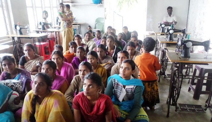Women at a vocational sewing training centre