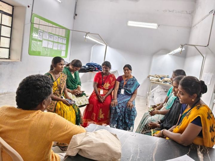 Women taking part in a group meeting at a health centre